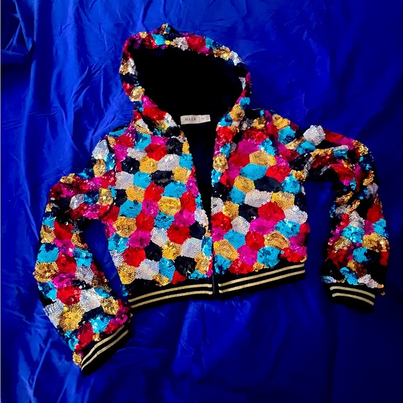 Small - Med cropped bling jacket - multi color  great condition - Picture 2 of 3